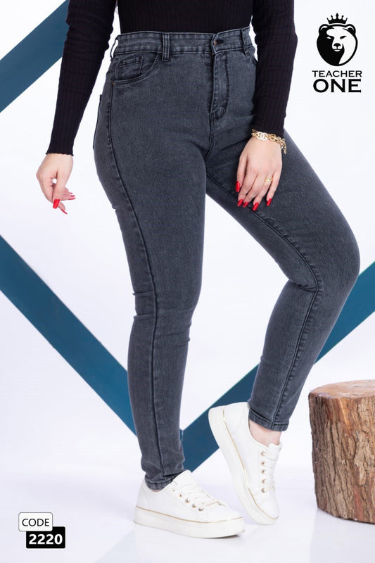 بنطلون مغسول عالي الخصر